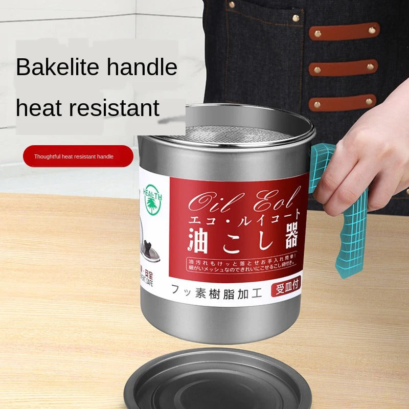 1.7L Stainless Steel Oil Filter Pot with Strainer