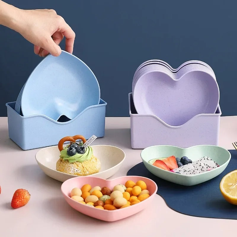 10 pcs Heart shape plates set